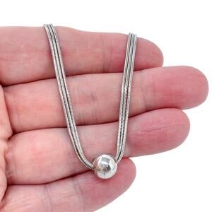 Estate Italy Sterling Silver 925 Snake Chain Bead Necklace 18"